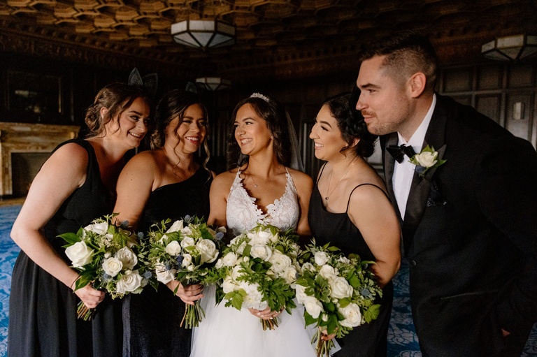 Bridal party portraits at Sentinel Hotel