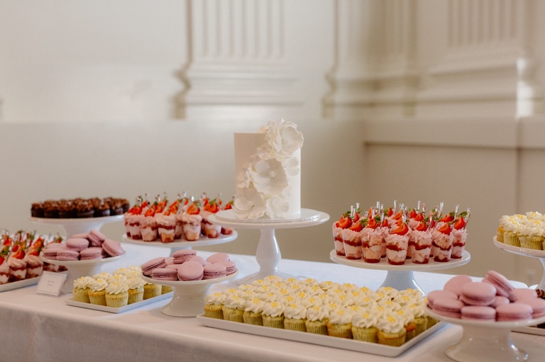 Dessert table by Lux Sucre at a Portland wedding