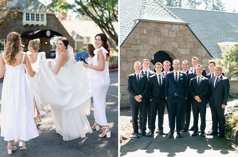 Bridal party portraits at Oswego Lake Country Club