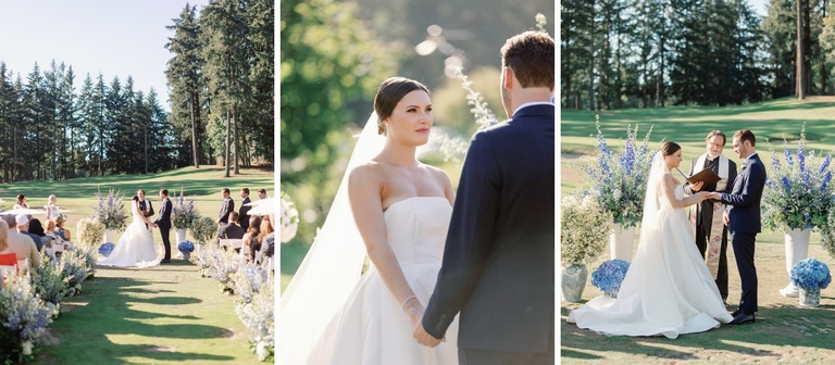 Outdoor wedding ceremony at Oswego Lake Country Club