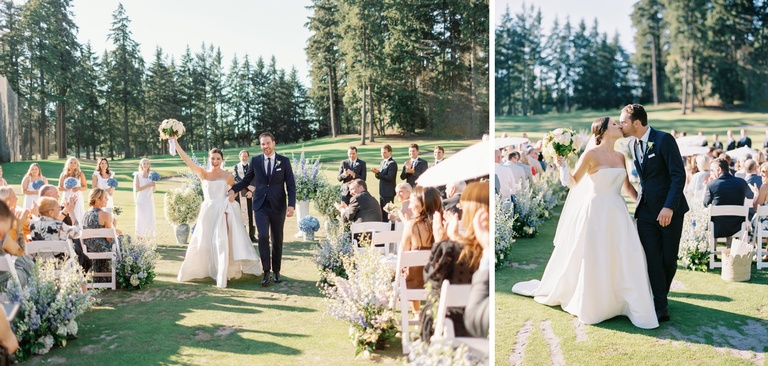 Outdoor wedding ceremony at Oswego Lake Country Club