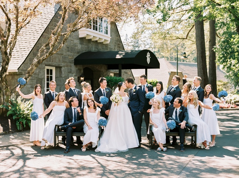 Bridal party portraits at Oswego Lake Country Club