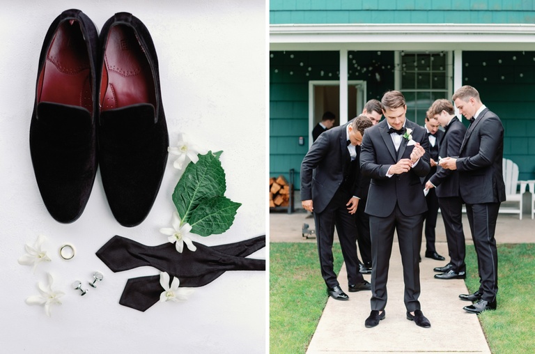 Groom getting ready for his wedding at Waverly Country Club