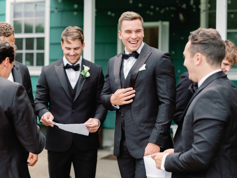 Groom getting ready for his wedding at Waverly Country Club