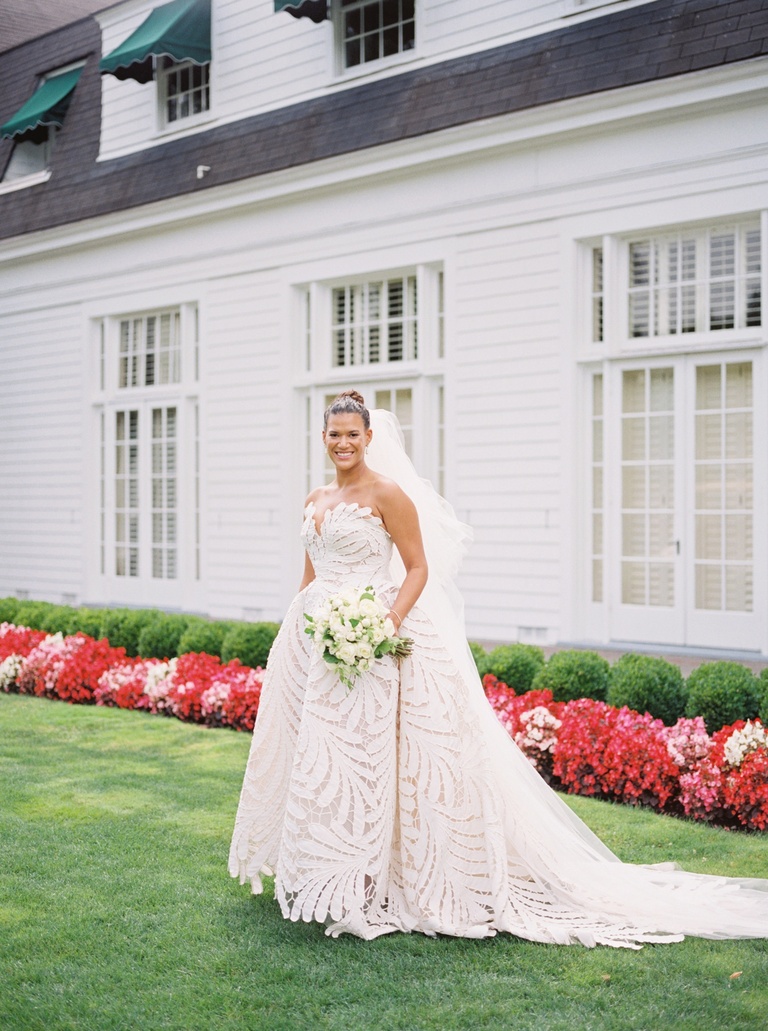 Bride wearing the Fern dress by Oscar de la Renta