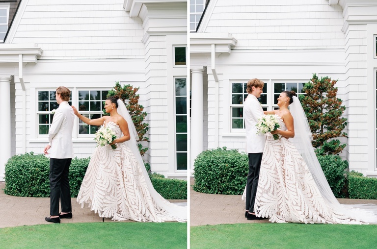 Bride and groom first look