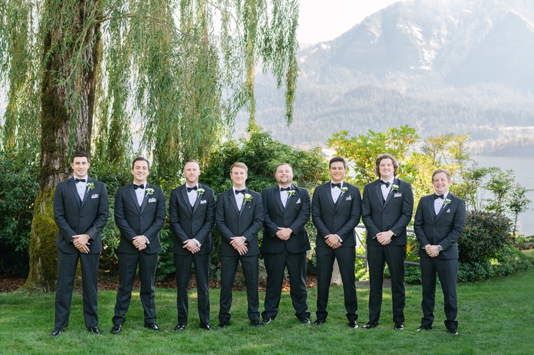 Backyard wedding bridal party