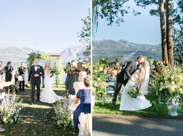 Backyard wedding ceremony overlooking the Columbia River Gorge
