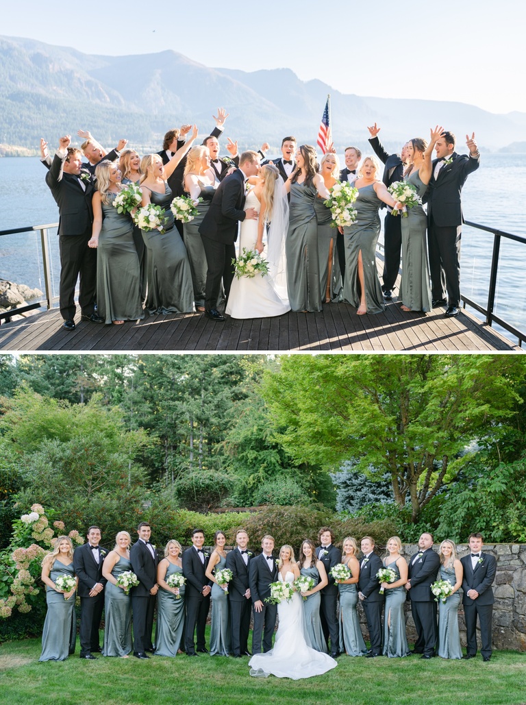 Backyard wedding bridal party