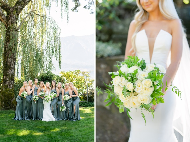 Bridal bouquet filled with white roses by Haute Flowers