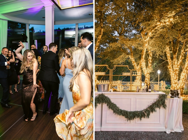 Wedding guests dancing at Waverly Country Club in Portland, OR